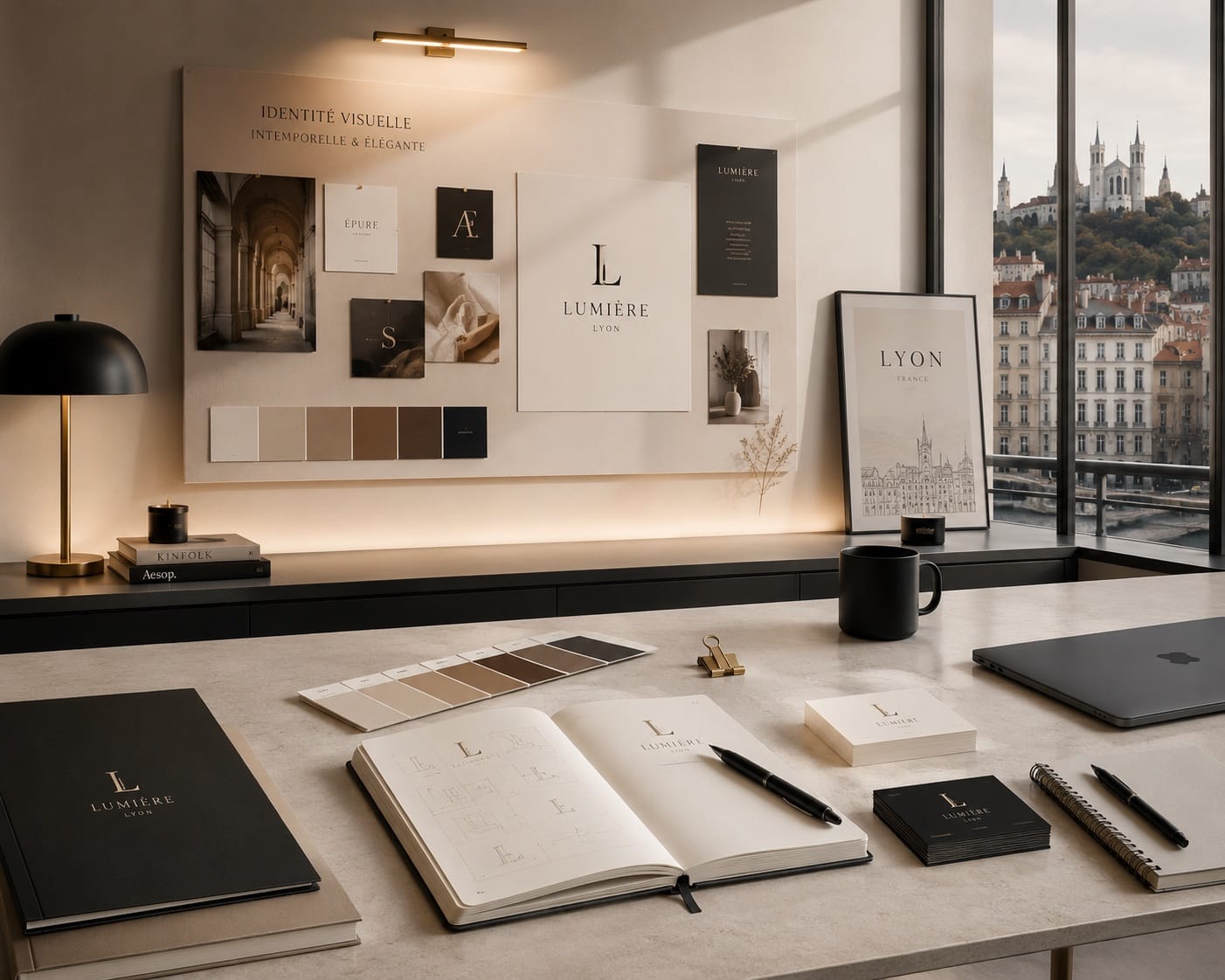 Studio de design graphique de L&eacute;a Marchand &mdash; espace de travail minimaliste en lumi&egrave;re naturelle